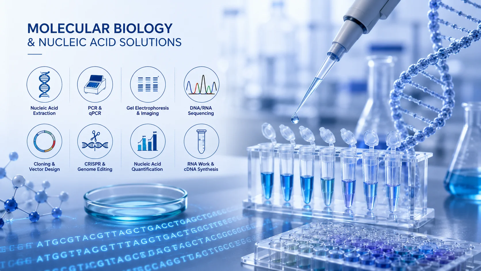 Life science biotechnology laboratory solutions for molecular biology and nucleic acid research