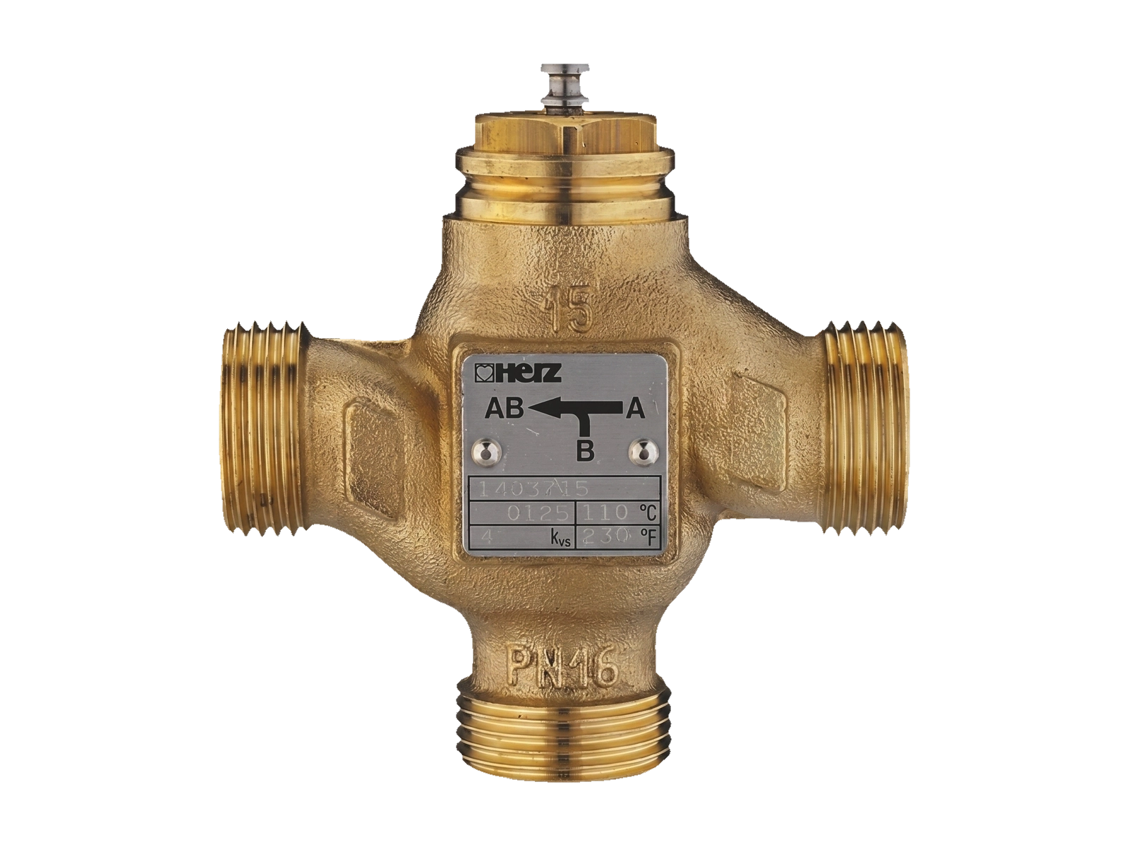 Front view of HERZ 4037 3-Way Mixing and Diverting Valve