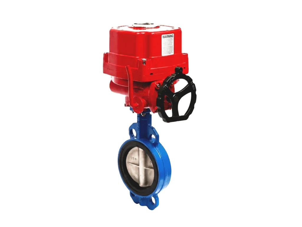 Front view of HERZ 4219 motorized butterfly valve with ITQ electric actuator