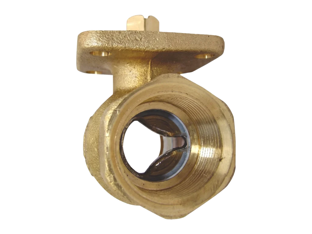 Front view of HERZ DZR two-port control ball valve for HVAC zone and flow control