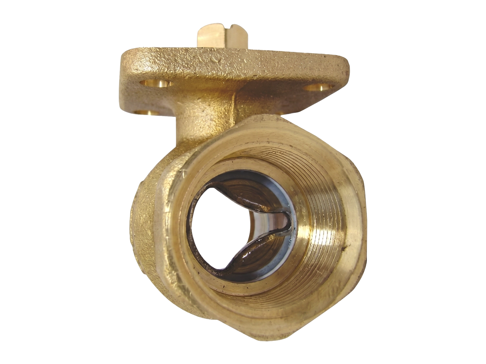 Front view of HERZ DZR two-port control ball valve for HVAC zone and flow control