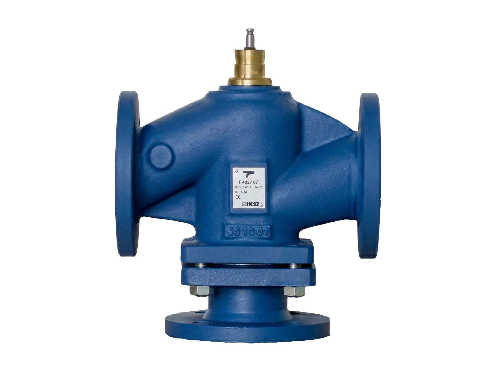 Front view of HERZ F4037 3-Way Flanged Control Valve
