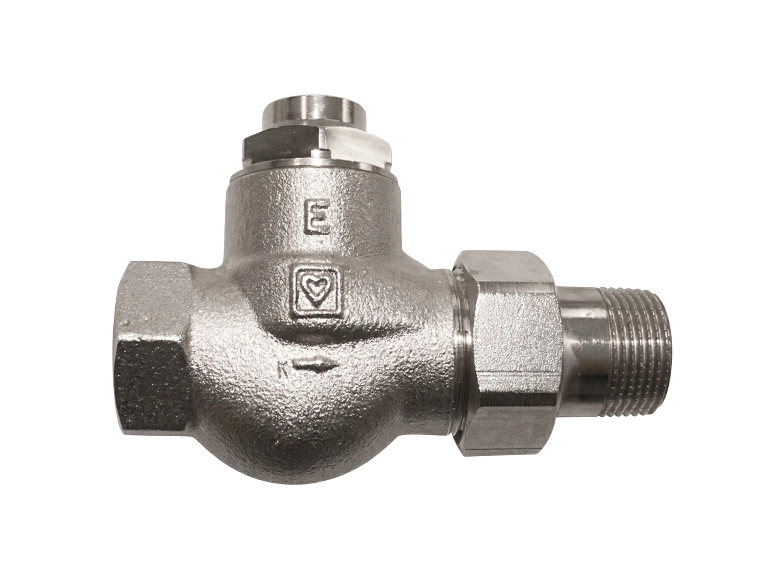 Front view of HERZ TS-90 straight thermostatic valve for radiator temperature control