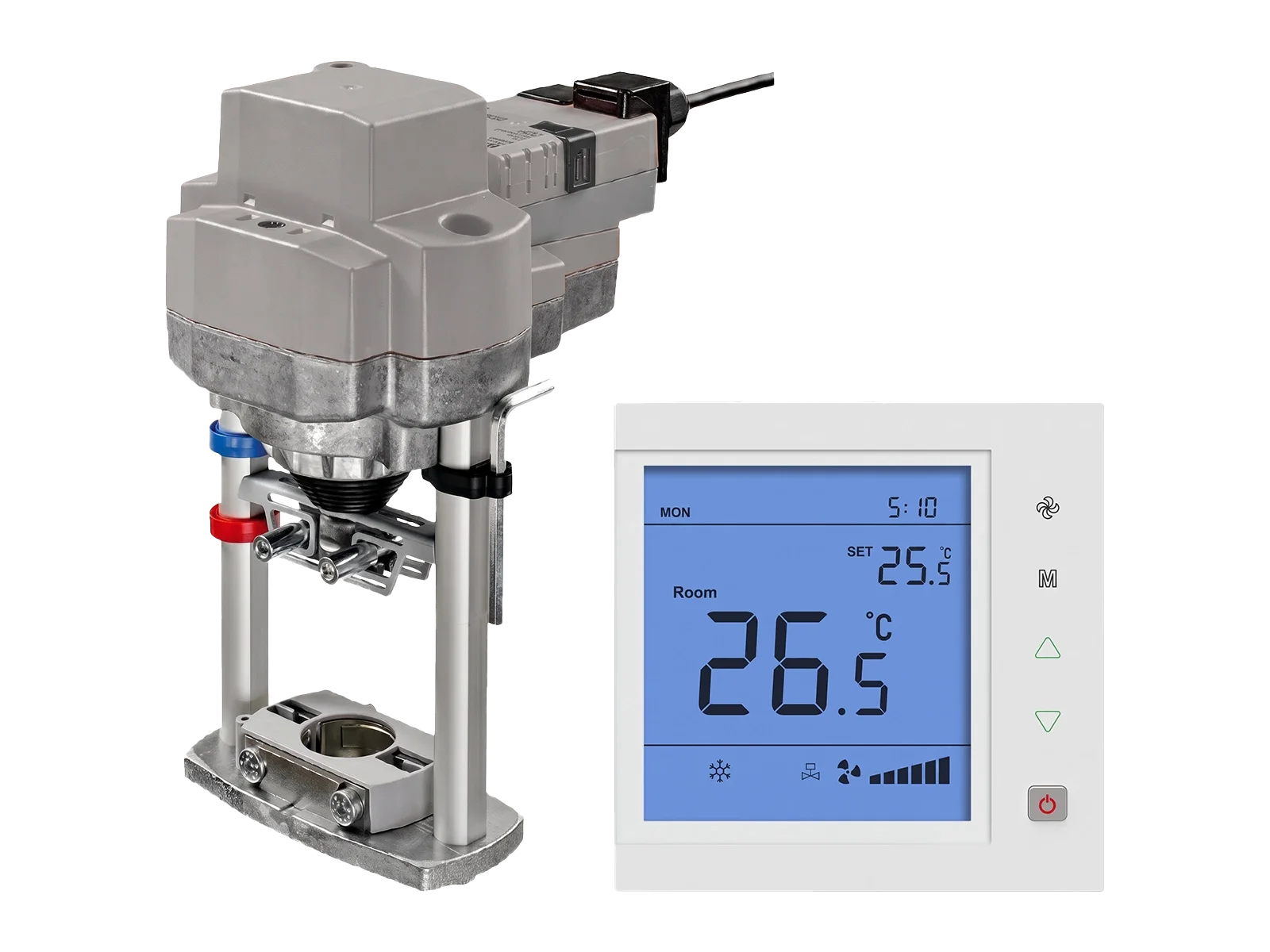 Room temperature thermostats and actuators for HVAC control